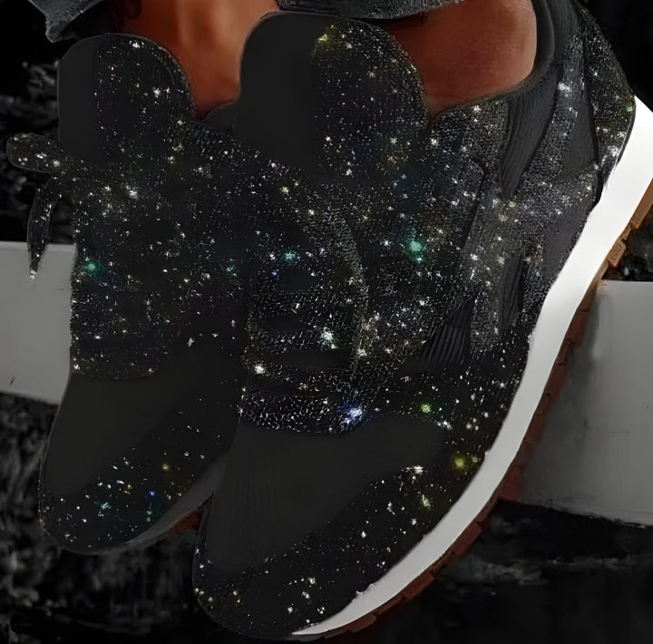 Women’s Trainers | Glitter Mesh Sneakers | Casual Lace-Up Shoes