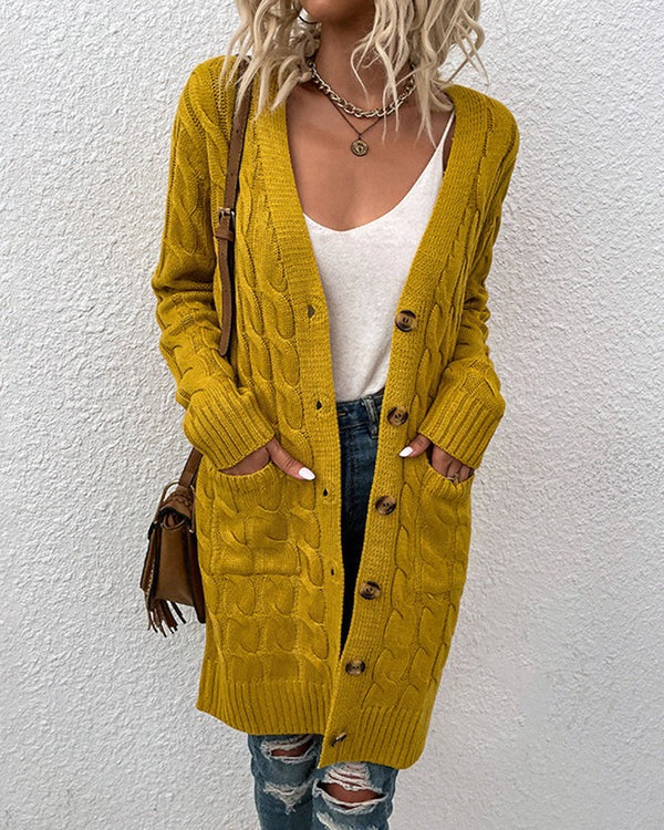 Women’s Cardigan | Long Knit Jumper | Loose Fit with Button Closure