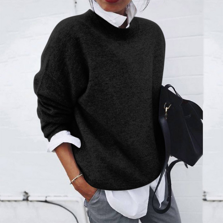 Women’s Jumper | Lapel Patchwork Knit | Lightweight Long Sleeve Top