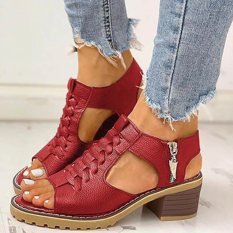 Women’s Shoes | Square Chunky Heel | Open Toe Wedge
