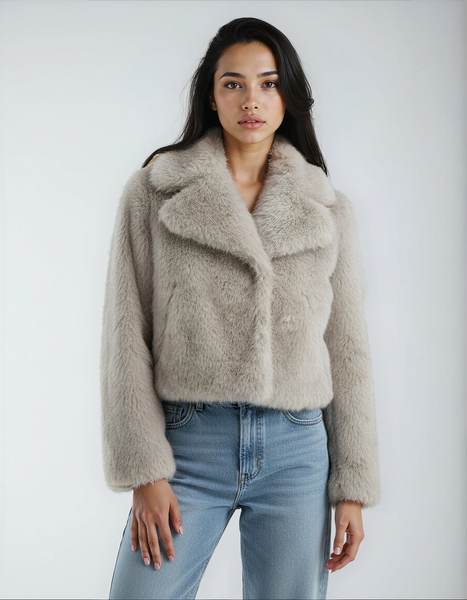 Women’s Jacket | Cropped Lapel Coat | Chic Snap-Button Outerwear