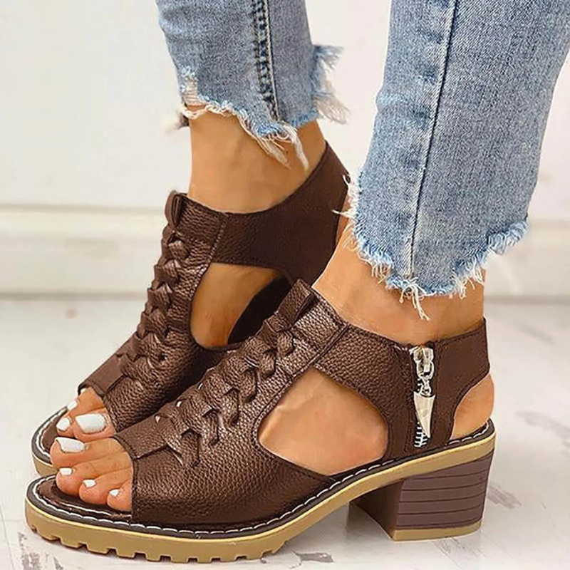 Women’s Shoes | Square Chunky Heel | Open Toe Wedge