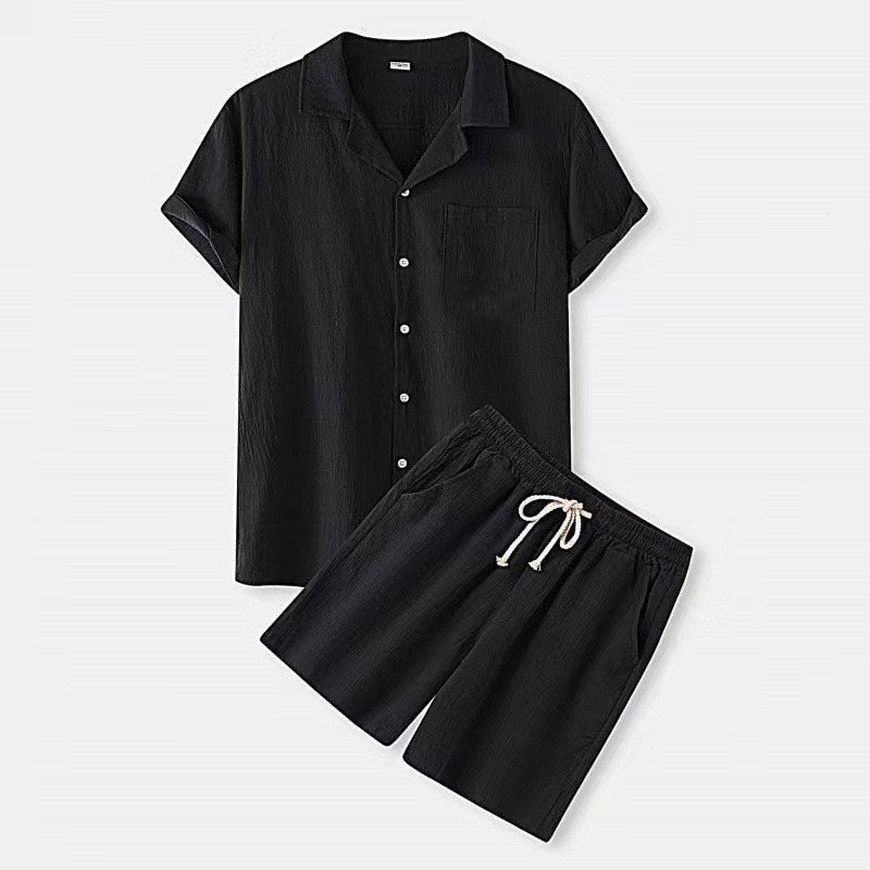 Men's Summer Set | Breathable & Comfortable | Short Sleeve & Elastic Waist | Lightweight Cotton