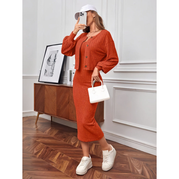 Women's Dresses | Knitted Two-Piece Dress | Elegant Clothing