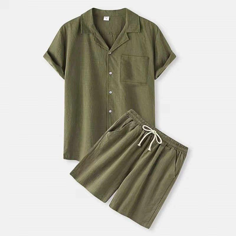 Men's Summer Set | Breathable & Comfortable | Short Sleeve & Elastic Waist | Lightweight Cotton