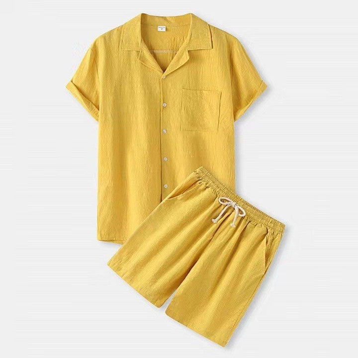 Men's Summer Set | Breathable & Comfortable | Short Sleeve & Elastic Waist | Lightweight Cotton
