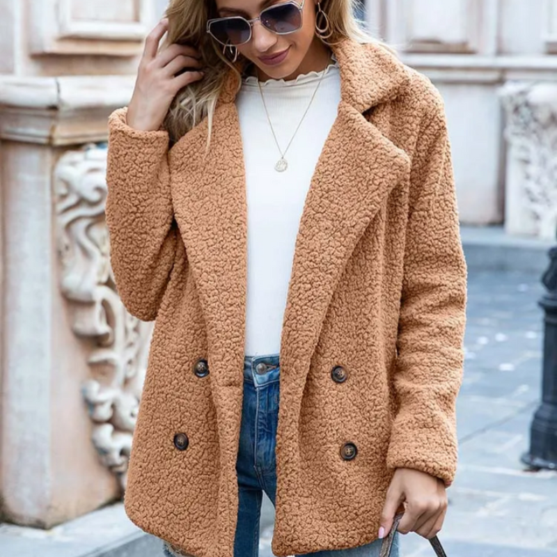 Women’s Jacket | Thick Padded Coat with V-Neck Collar | Elegant Outerwear