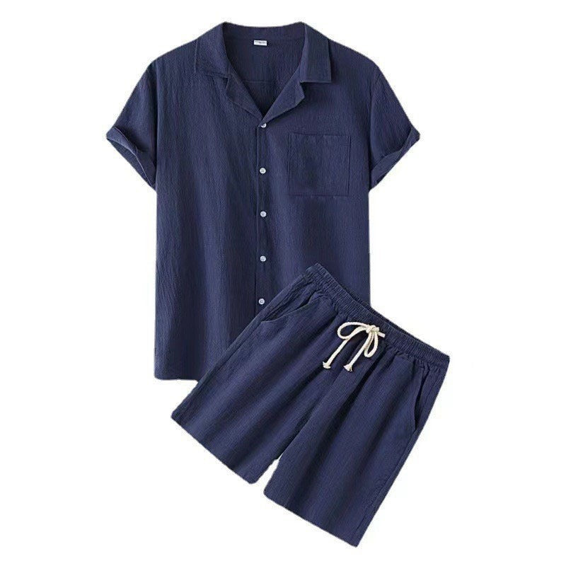 Men's Summer Set | Breathable & Comfortable | Short Sleeve & Elastic Waist | Lightweight Cotton