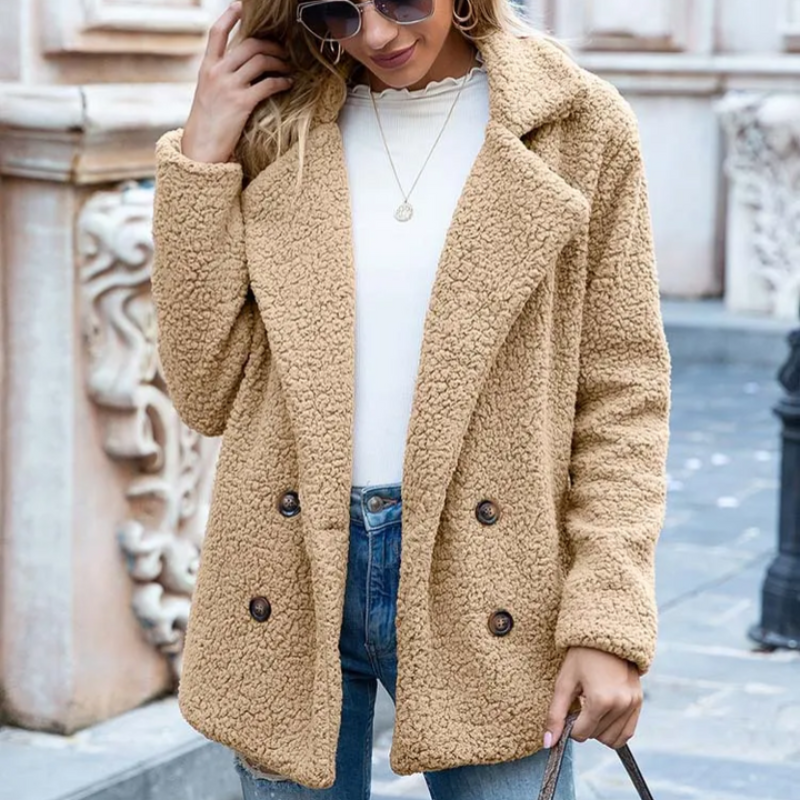 Women’s Jacket | Thick Padded Coat with V-Neck Collar | Elegant Outerwear