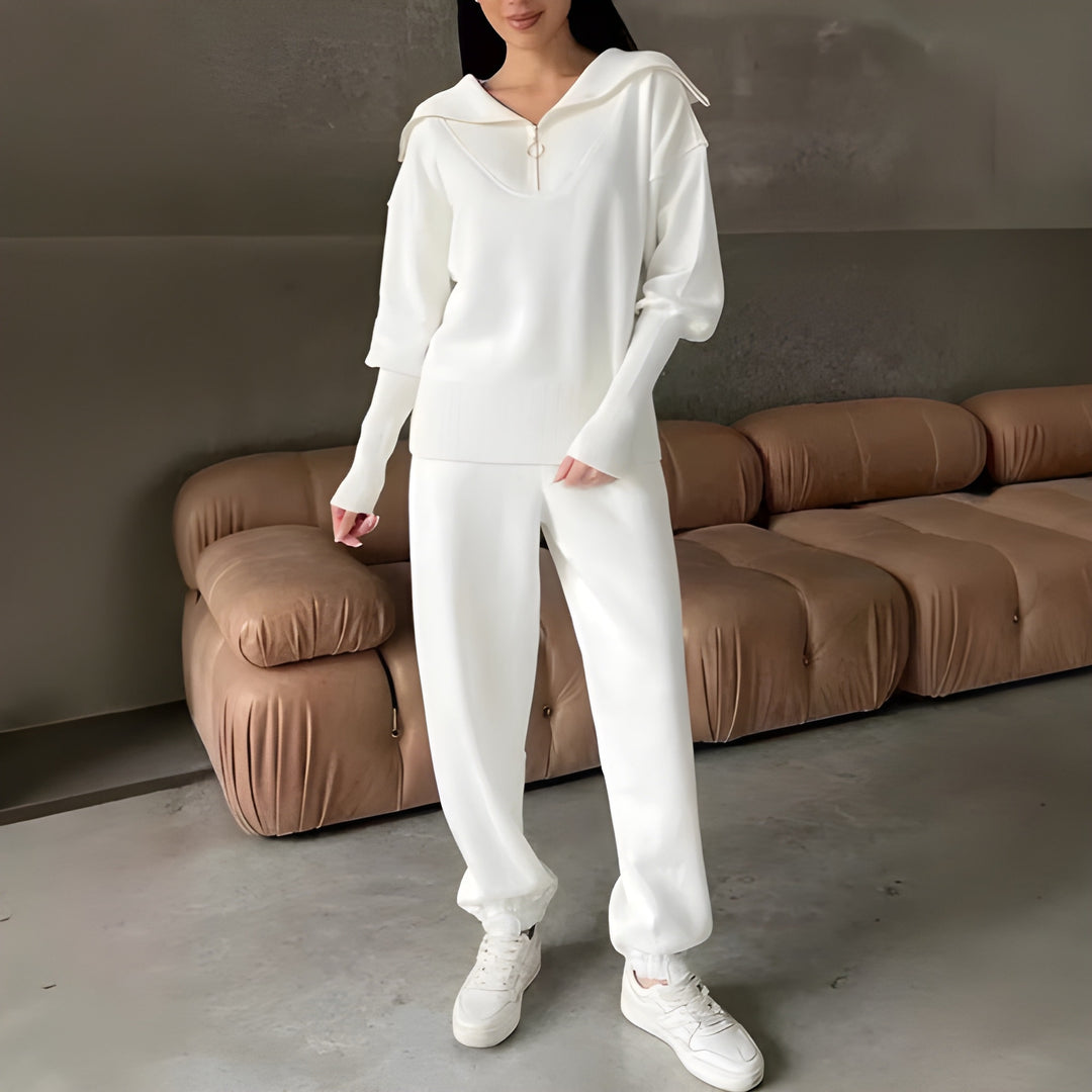Women’s Set | Warm Clothing Style | Zip Lapel Loungewear Outfit