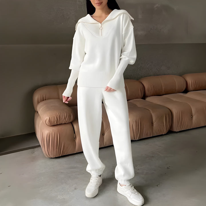 Women’s Set | Warm Clothing Style | Zip Lapel Loungewear Outfit