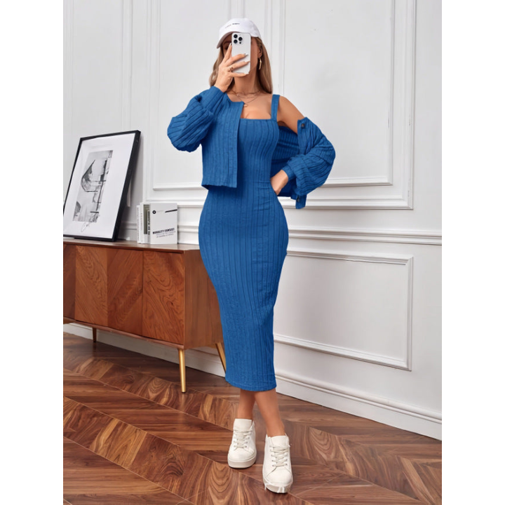 Women's Dresses | Knitted Two-Piece Dress | Elegant Clothing