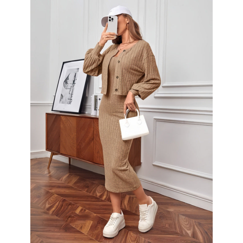 Women's Dresses | Knitted Two-Piece Dress | Elegant Clothing