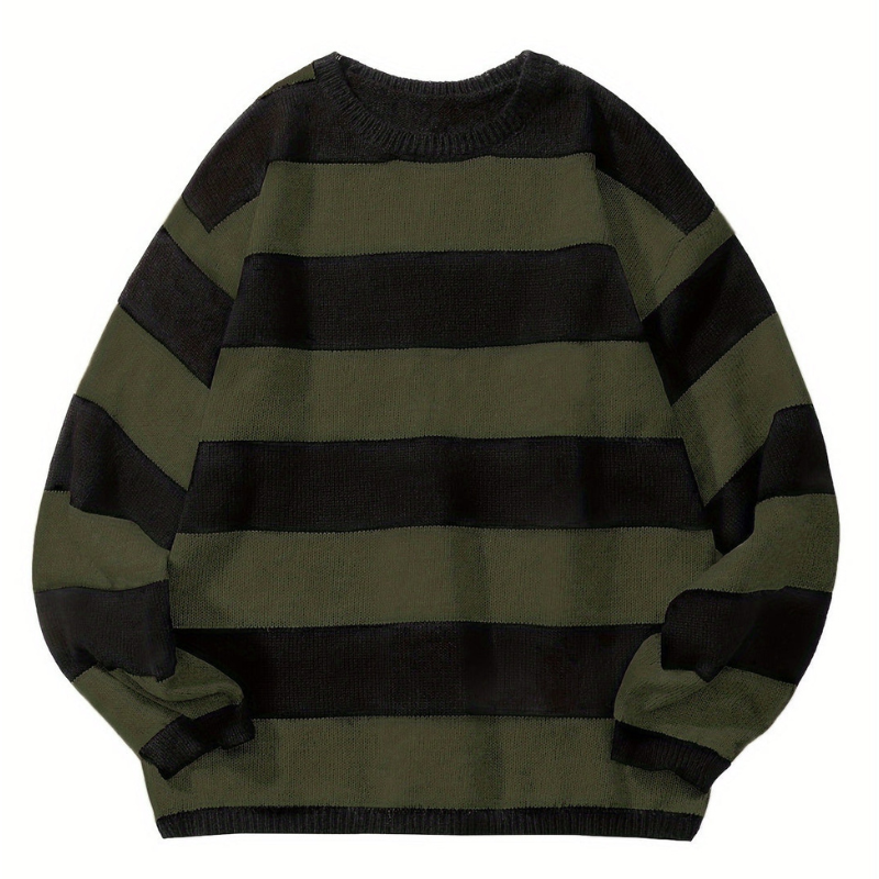 Men’s Sweatshirt | Retro Stripe Mens Clothing | Round Neck Jumper