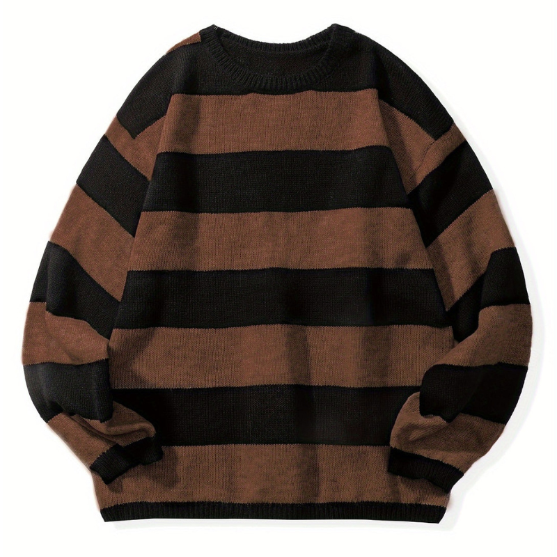 Men’s Sweatshirt | Retro Stripe Mens Clothing | Round Neck Jumper