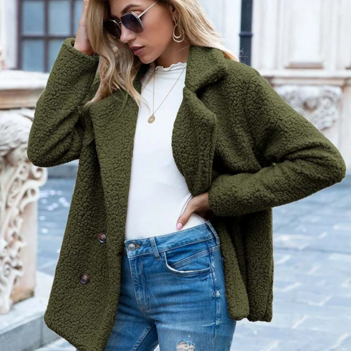 Women’s Jacket | Thick Padded Coat with V-Neck Collar | Elegant Outerwear