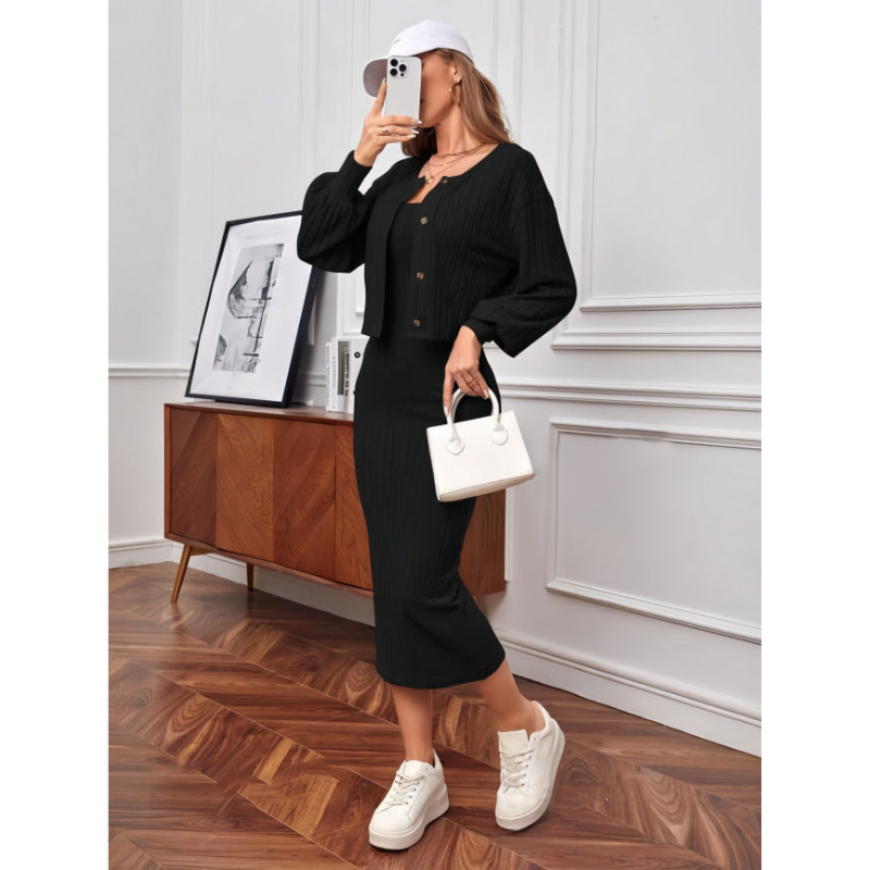 Women's Dresses | Knitted Two-Piece Dress | Elegant Clothing