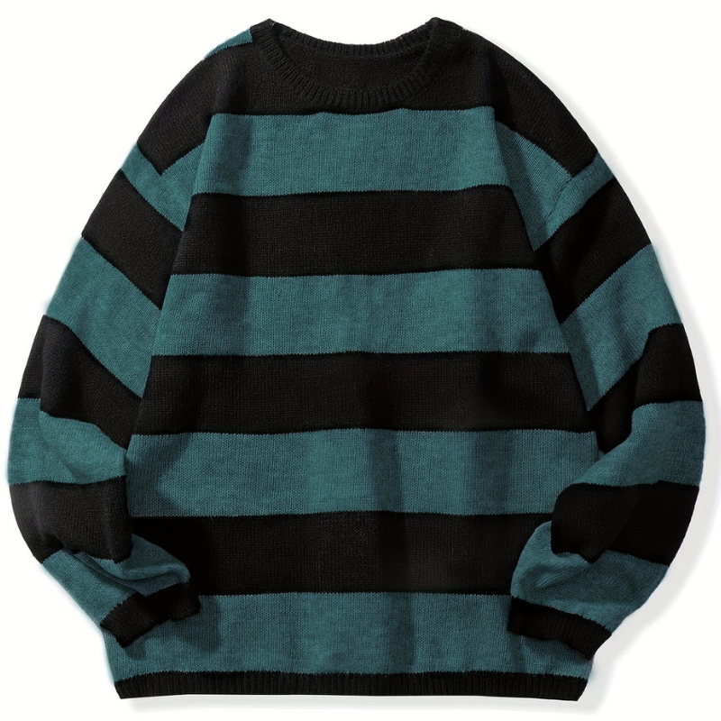 Men’s Sweatshirt | Retro Stripe Mens Clothing | Round Neck Jumper