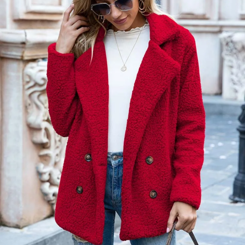 Women’s Jacket | Thick Padded Coat with V-Neck Collar | Elegant Outerwear