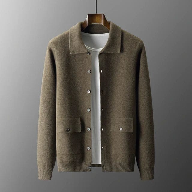 Men’s Cardigan | Button-Up Collar Style | Elegant Mens Clothing