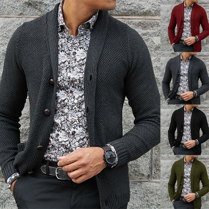 Men's Cardigan | Textured Button Knit | Stylish Mens Clothing