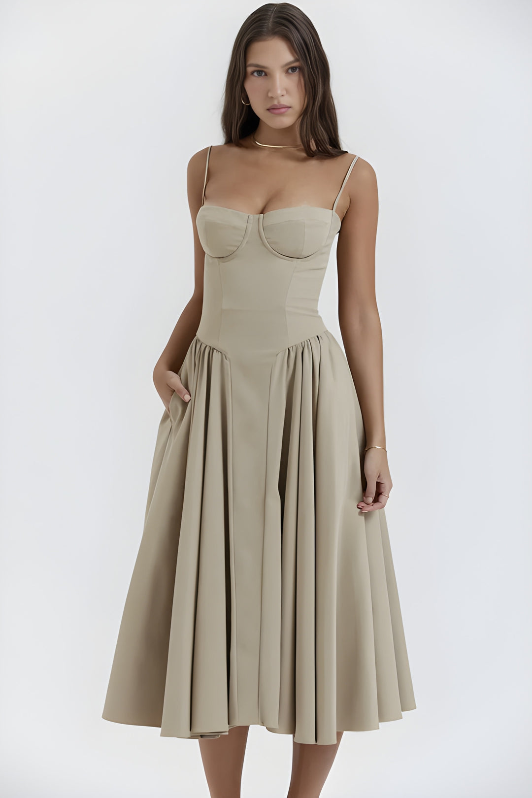 Women's Dress | Spaghetti Strap Retro Style | French Court Look | Polyester Fibre