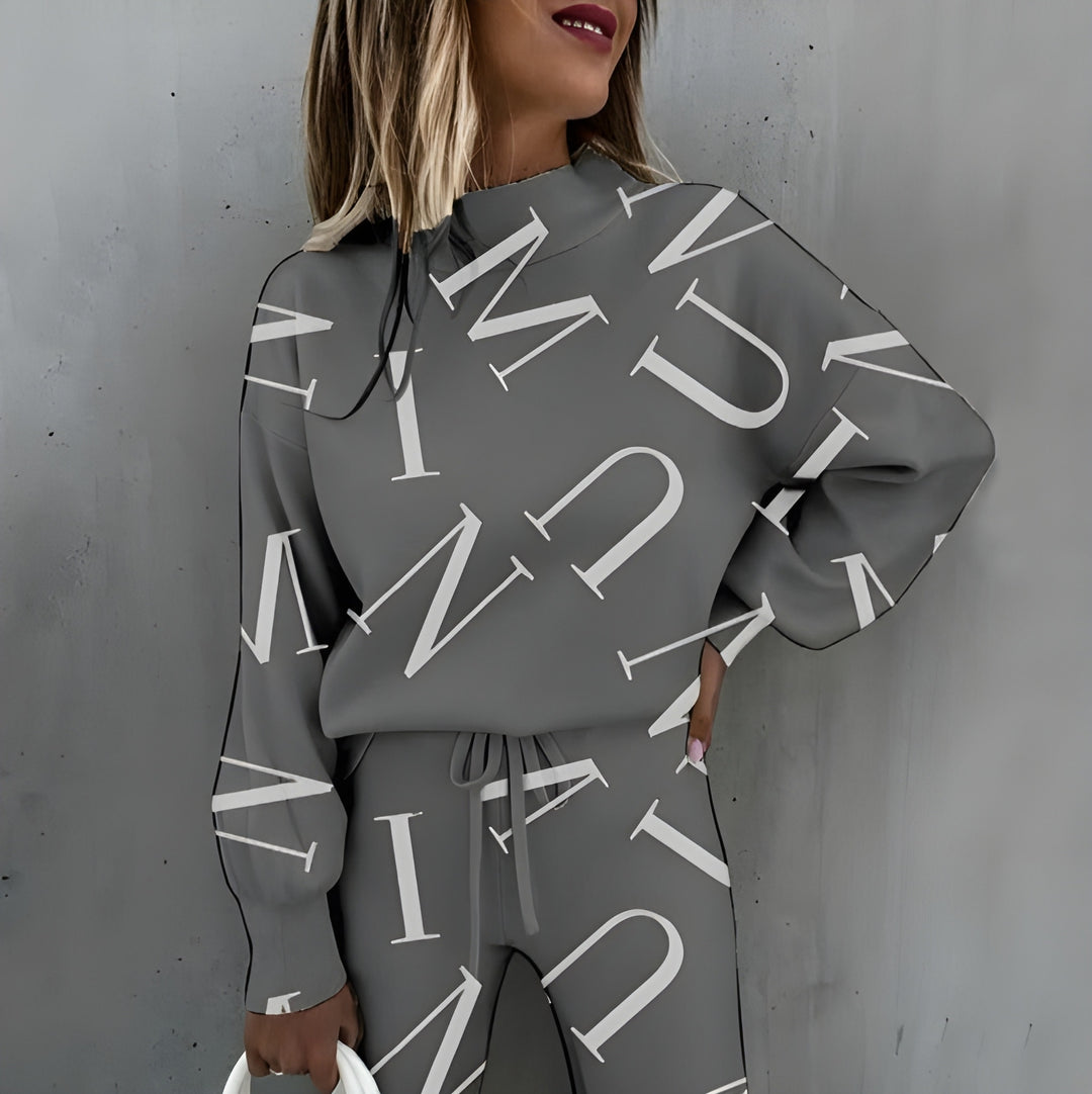Women's Two-Piece Set | Printed Tracksuit | Long Sleeve Top & Pants | Casual & Trendy Loungewear