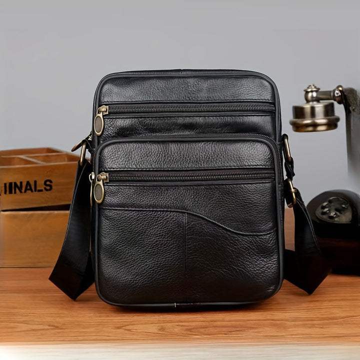 Men’s Crossbody Bag | Premium Leather | Large Capacity & Adjustable Strap | Business Bag