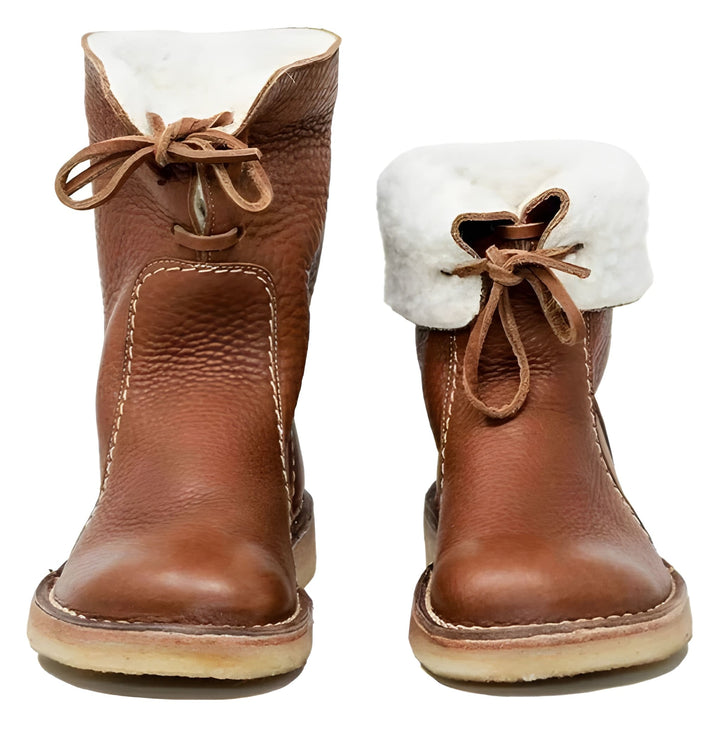 Women’s Snow Boots | Mid-High Lace-Up | Cotton Lined & Leather Upper | Winter Comfort