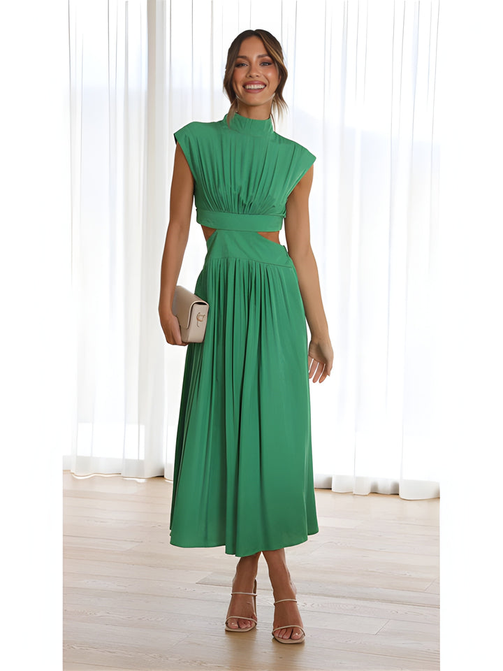 Women’s Maxi Dress | Elegant Style | Sleeveless & Backless with Ruffle Detail | Polyester