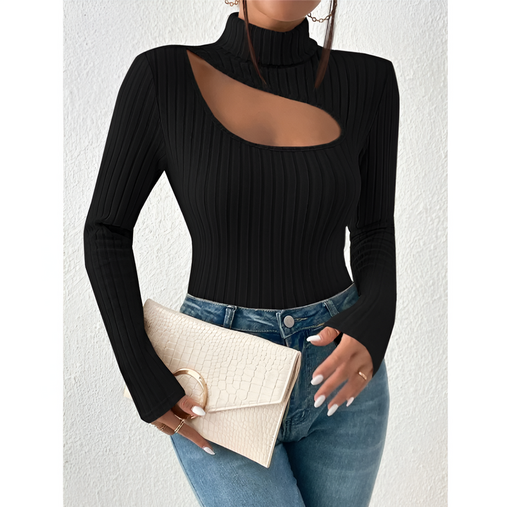 Women's Sweater | Ribbed & Soft | Unique Design with Cut-out Chest | Comfortable Fit