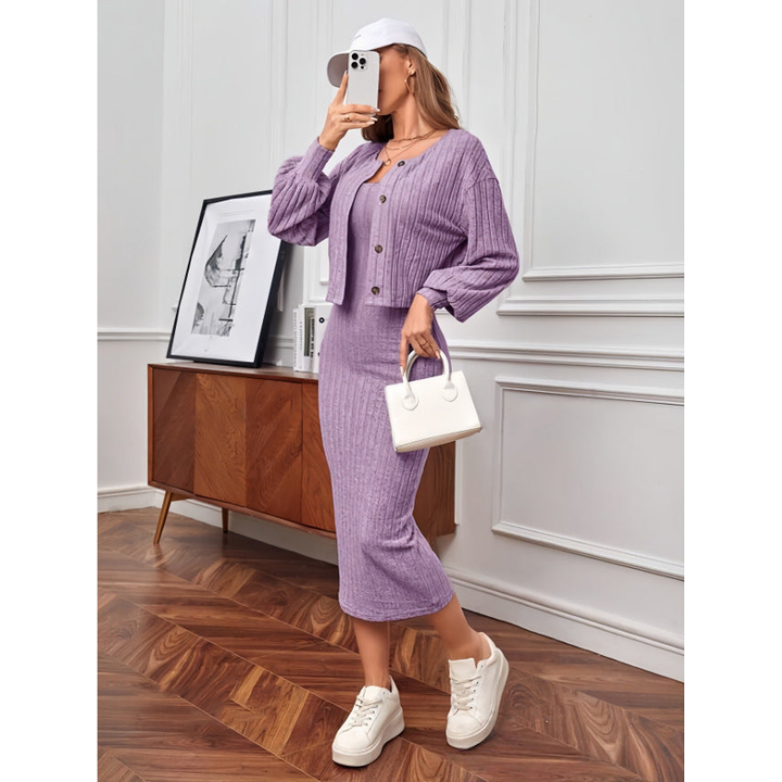 Women's Dresses | Knitted Two-Piece Dress | Elegant Clothing