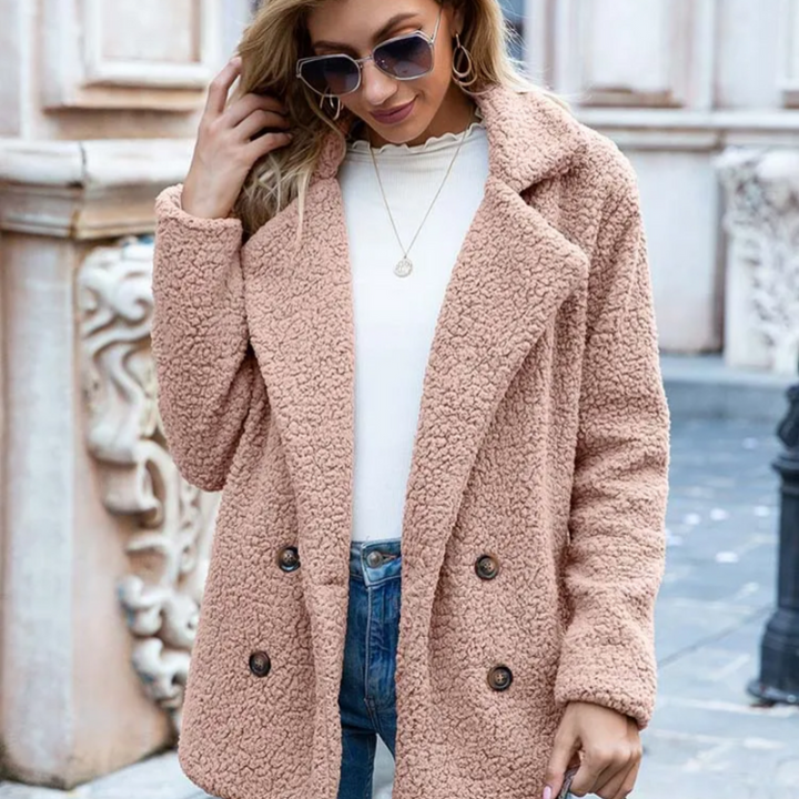 Women’s Jacket | Thick Padded Coat with V-Neck Collar | Elegant Outerwear