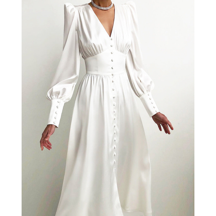 Women's Dresses | Elegant Velvet Dresses | Puff Sleeve Midi Style