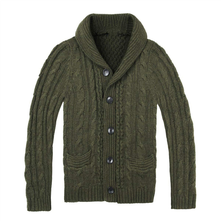 Men's Cardigan | Cable Knit Shawl Collar | Winter Mens Clothing