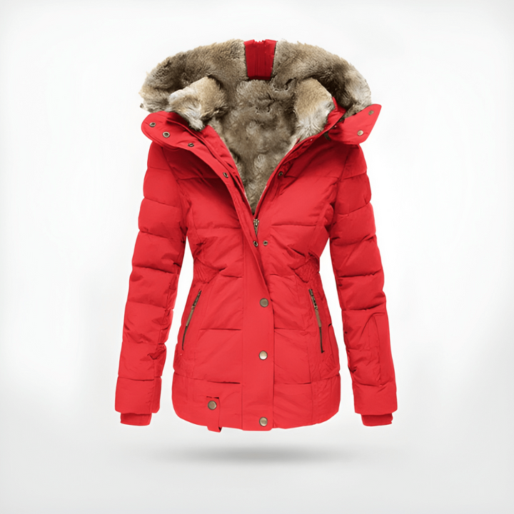 Women’s Winter Jacket | Slim Fit Hooded Coat | Fur Trim Outerwear