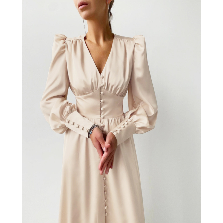 Women's Dresses | Elegant Velvet Dresses | Puff Sleeve Midi Style
