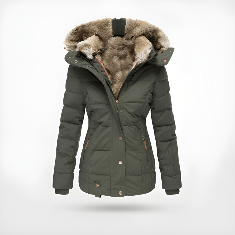 Women’s Winter Jacket | Slim Fit Hooded Coat | Fur Trim Outerwear