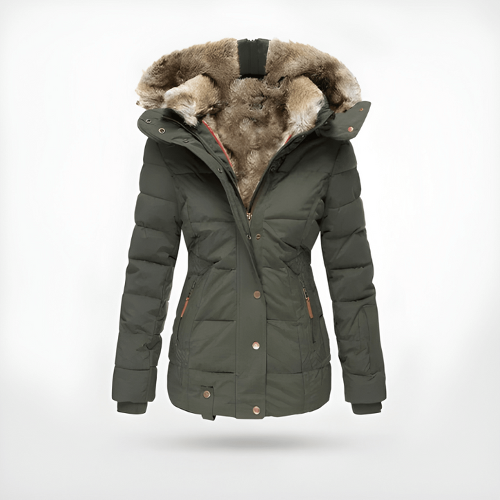 Women’s Winter Jacket | Slim Fit Hooded Coat | Fur Trim Outerwear