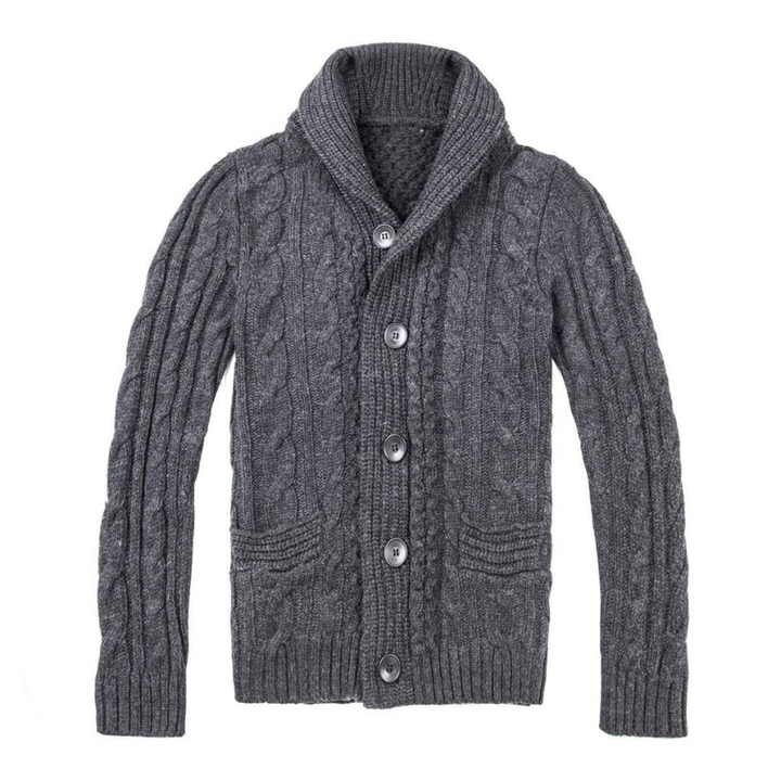 Men's Cardigan | Cable Knit Shawl Collar | Winter Mens Clothing
