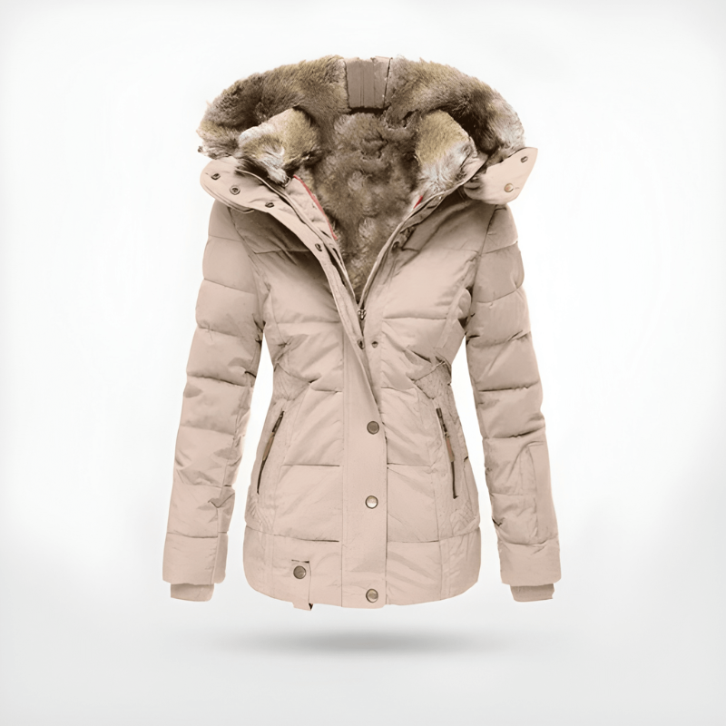 Women’s Winter Jacket | Slim Fit Hooded Coat | Fur Trim Outerwear