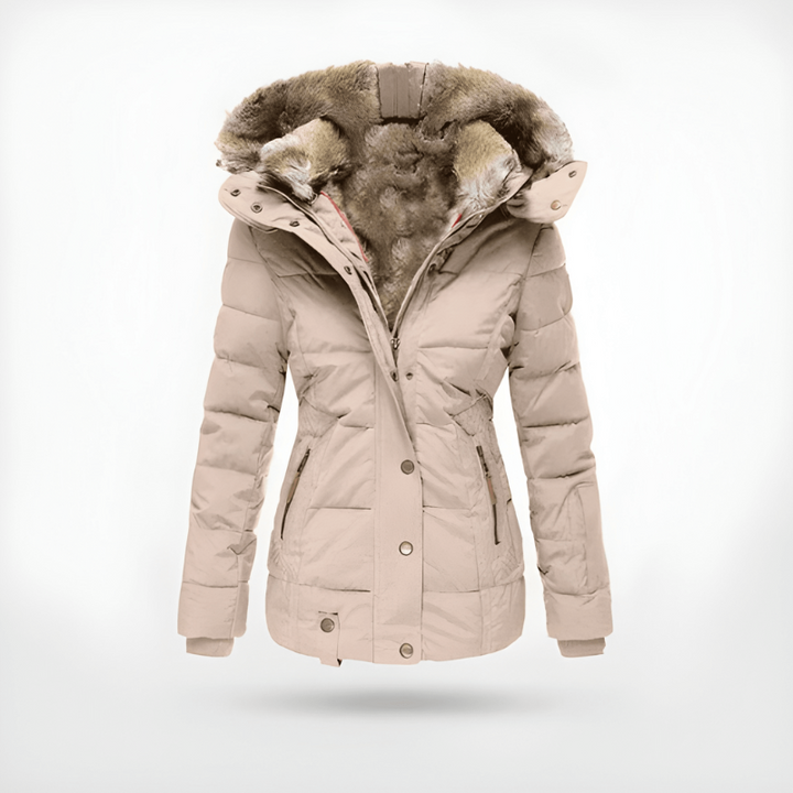 Women’s Winter Jacket | Slim Fit Hooded Coat | Fur Trim Outerwear