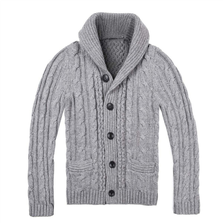 Men's Cardigan | Cable Knit Shawl Collar | Winter Mens Clothing