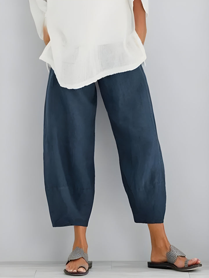 Women’s Trousers | Wide Leg Casual Style | Mixed Pockets & Straight Fit | Cotton-Polyester