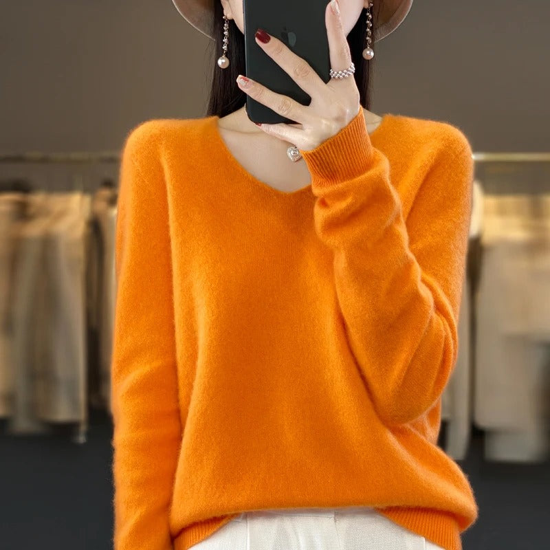 Women’s Knitted Jumper | V-Neck & Long Sleeve | Warm Soft fabrc