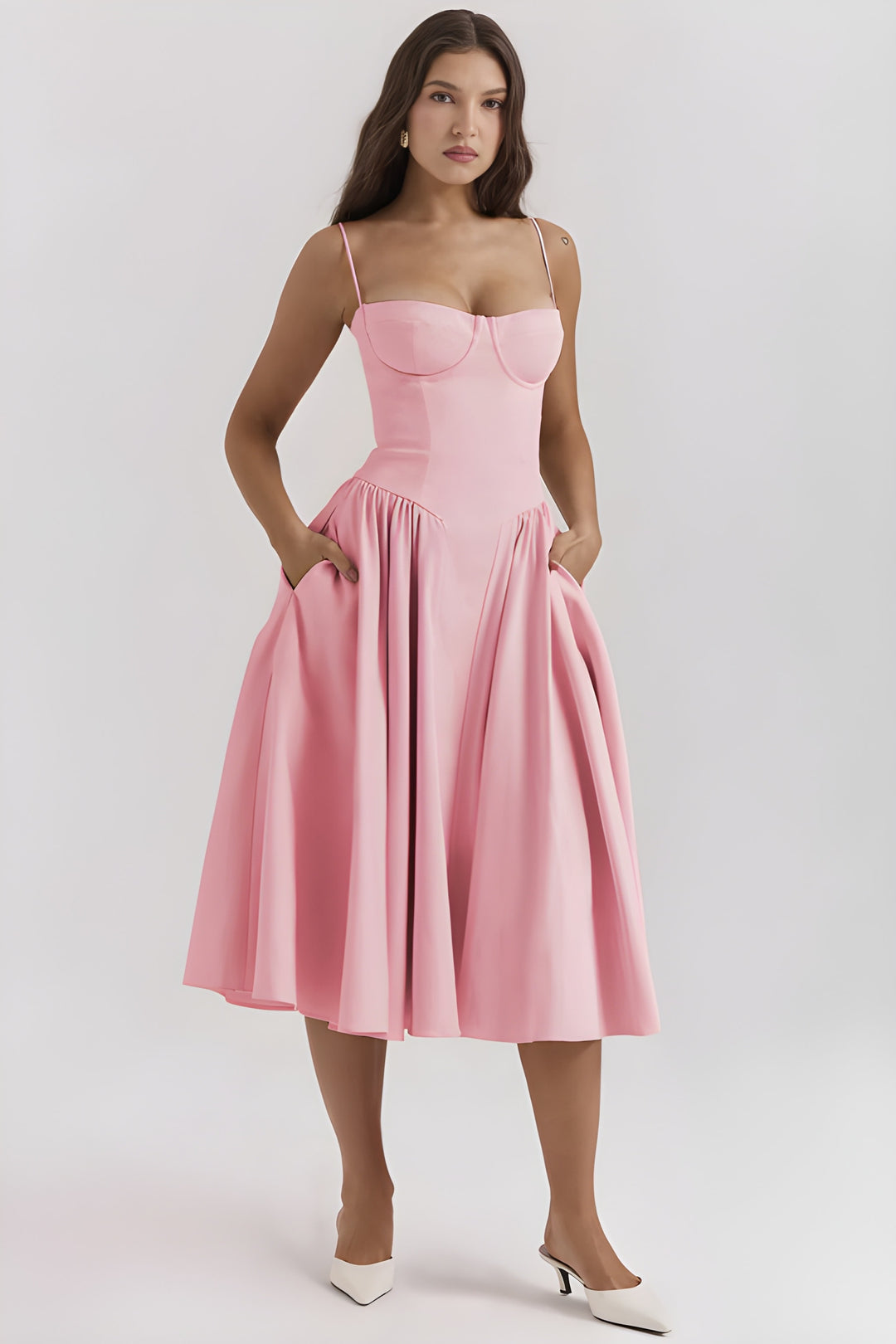 Women's Dress | Spaghetti Strap Retro Style | French Court Look | Polyester Fibre
