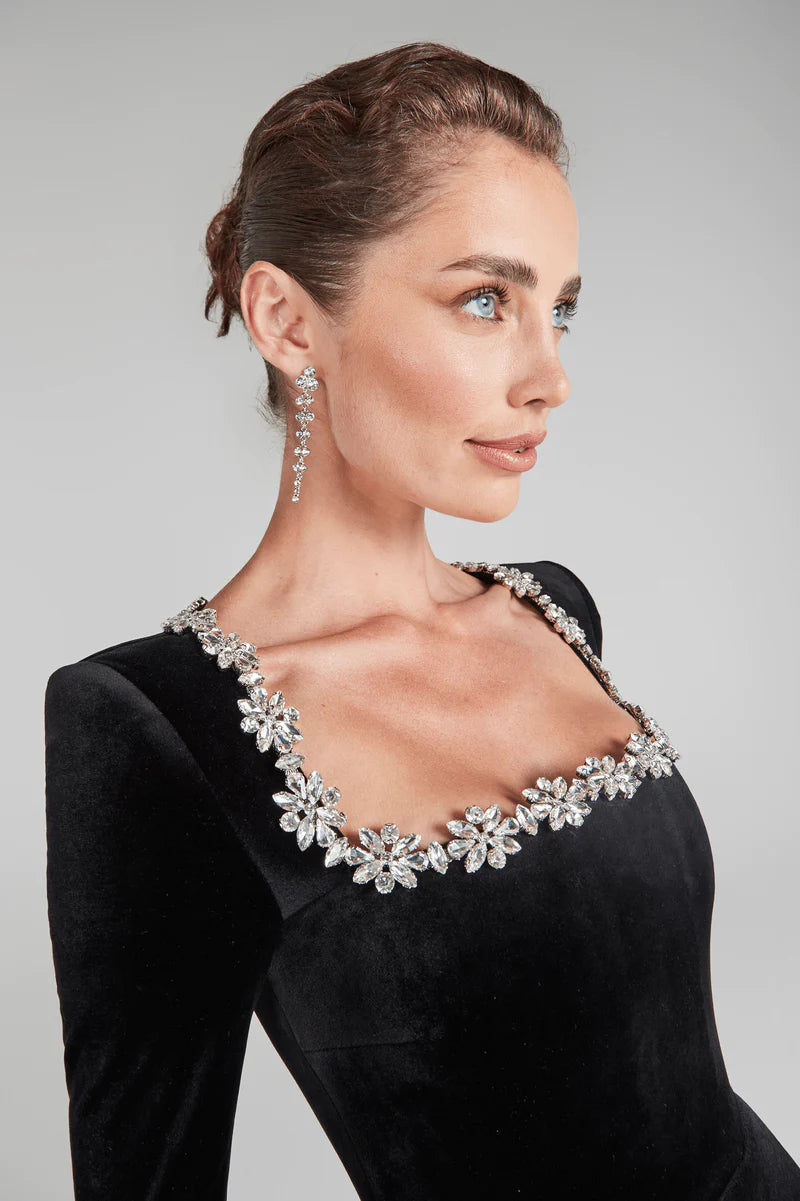 Women’s Mini Dress | Elegant Beaded Square | Luxury Women Dresses