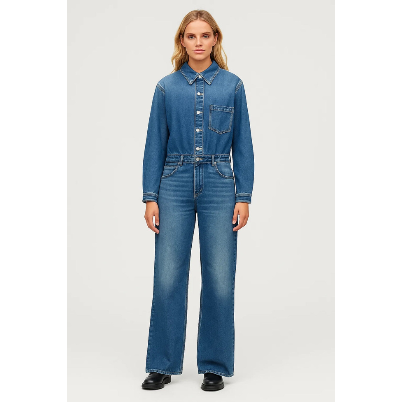Women’s Jumpsuit | Denim Desin & Snap Button | Timeless Clothing
