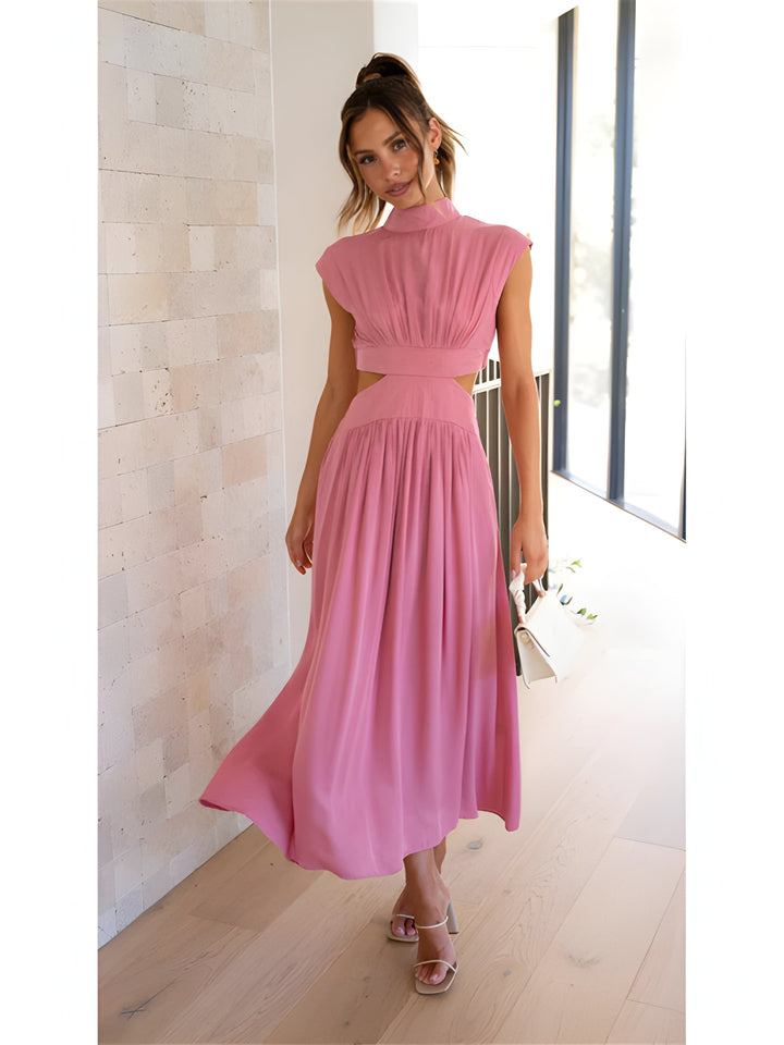 Women’s Maxi Dress | Elegant Style | Sleeveless & Backless with Ruffle Detail | Polyester