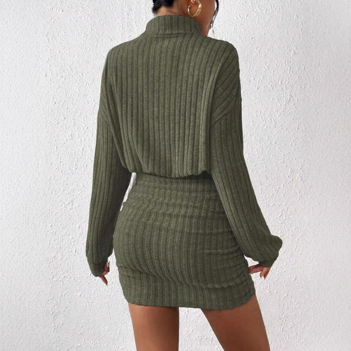 Women's Mini Dress | Ribbed Turtleneck Outfit | Elegant Dresses